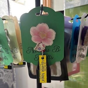 Pink Flower Keychain with Character Charm lighter leash badge reel